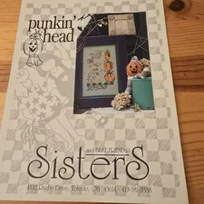 Sisters And Best Friends! Punkin' Head Cross Stitch Pattern Vintage