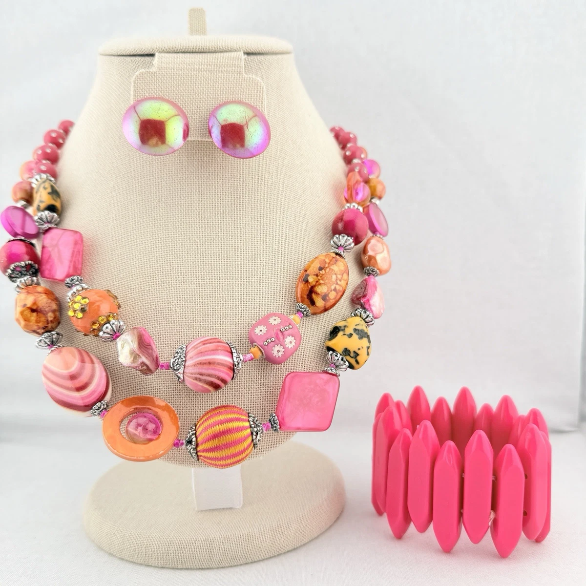 5 Juegos De Joyas Para Niñas | Collar Y Pulsera Con Colgante Corazón De Resina | Colores Morado, Rosa, Azul, Rosa-rojo Y Verde | Ajustables Y Seguros | Regalo De Cumpleaños Y Fiestas