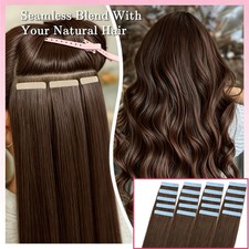 Brown Thick 200g 80pcs Tape In Remy Human Hair Extensions Skin Weft FULL HEAD US