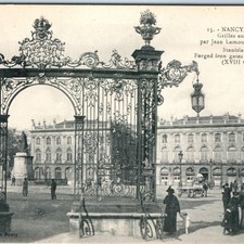 c1900s Nancy, France Stanislas Place Gates Royal Crown Lantern Jean Lamour A355