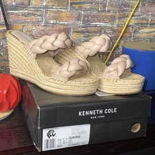 KENNETH COLE Womens Brown 1-1/2" Platform Olivia Open Wedge Sandals Shoes 11 M