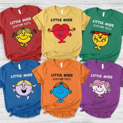 Vintage Little Miss Matching Tee, Little Miss Characters Tee, Custom Name Tee