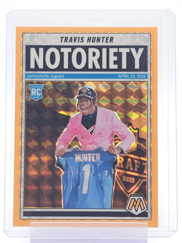 TRAVIS HUNTER 2025 MOSAIC ROOKIE NOTORIETY ORANGE FLUORESCENT PRIZM #12 Q7183