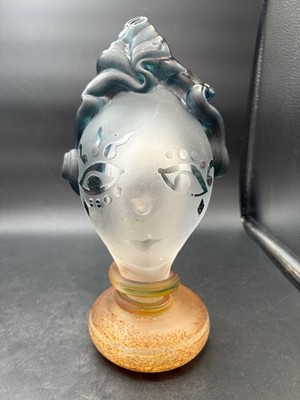 Vintage Fellerman Raabe Studio Art Glass Woman's Head Glass Sculpture