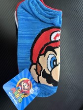 Boys Super Mario No Show Socks 6 Pairs, Size 4-10. New.