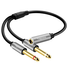 1/4 inch TRS Stereo Splitter Y Adapter, 6.35mm Stereo Female to Dual 6.35 mm TS