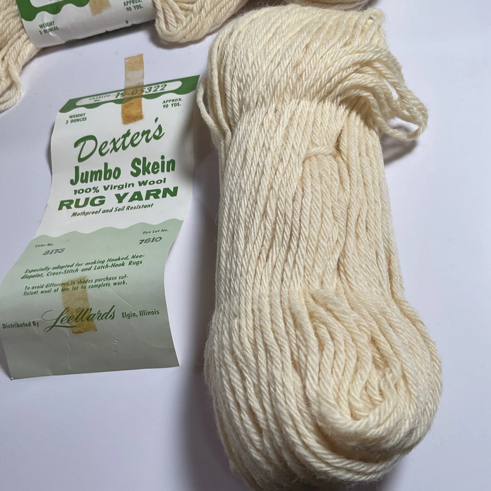 Alfombra Dexter’s 100% Lana Hilo De Colección Lote de 6 Madejas 19-05322 Crema 90 yardas ea Foto 3 de 4
