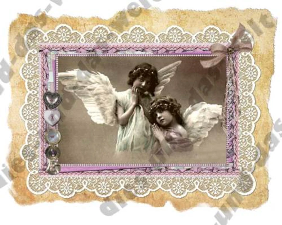 MARKENLOS ✿ NUEVO Imagen para planchar niña SHABBY Chic Vintage ángel nostalgia Navidad ✿