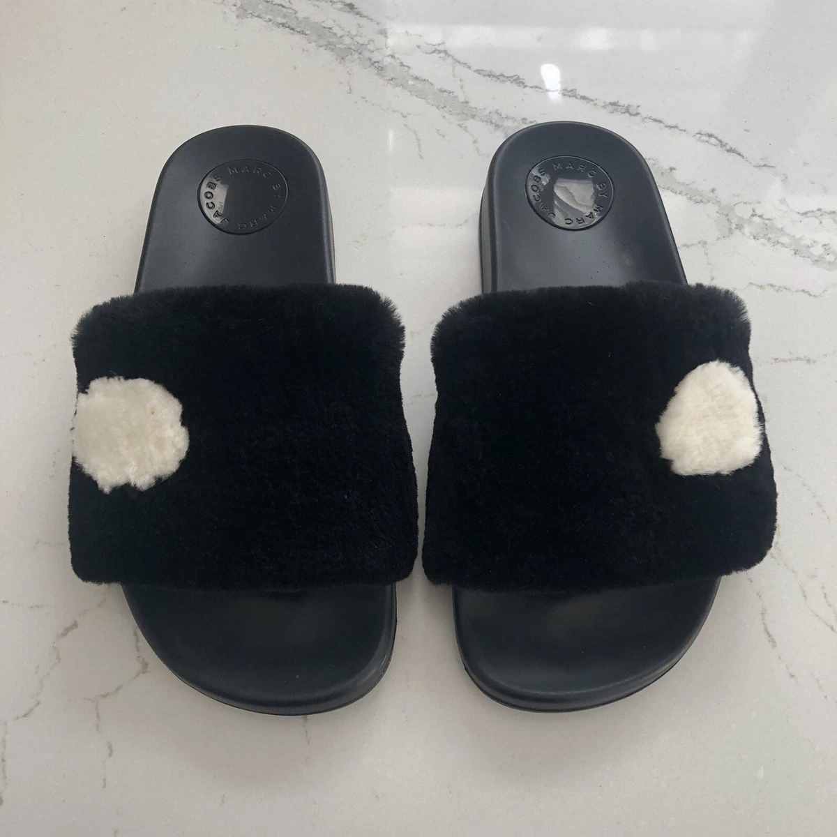 Slides with shop fur on them