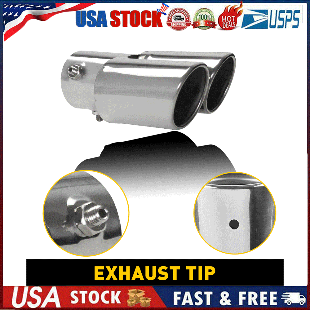 NEW Dual Outlet Exhaust Tip Tail Muffler Tip For 1.5