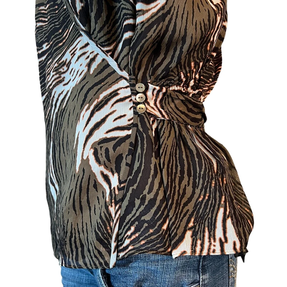 Blusa envolvente Ellen Tracy nueva con etiquetas para mujer seda peplum talla 6 verde llama negra blanca NUEVA Foto 2 de 4