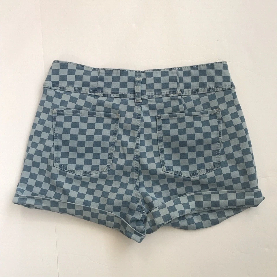 Pantalones Cortos Denim Nobo No Boundaries 17 Tiro Alto Cuadros Grunge Cuadros Patinadora Niña Foto 4 de 4