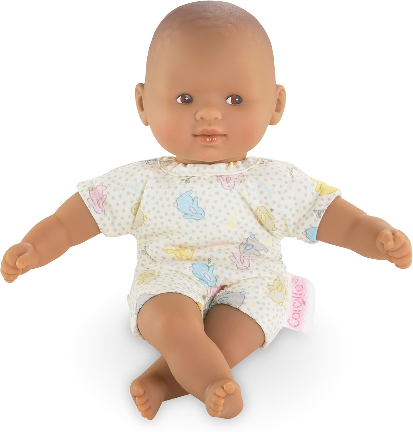 Mini Calin Bunnies Baby Doll - Small 8" Soft Body with Brown Eyes and Bunny Patt