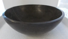 Eden Bath Stone Small Round Vessel Sink-Black Limestone (EB_S003BL-H, D411)