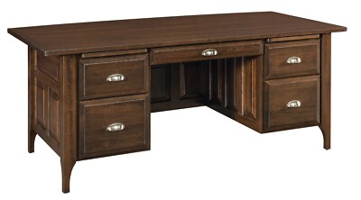 Amish Classic Traditional Executive Desk 72'' Solid Wood Raised Panels