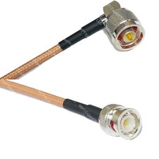 RG142 Silver N MALE ANGLE to BNC MALE Coax RF Cable USA Lot