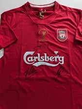 Rare Steven Gerrard Xabi Alonso & Vladimir Smicer Signed Liverpool 2005 Shirt