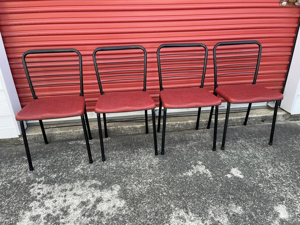 Винтажный MCM середины века современный набор из 4 Cosco складной стул складной красный 1955 - Изображение 2 из 4