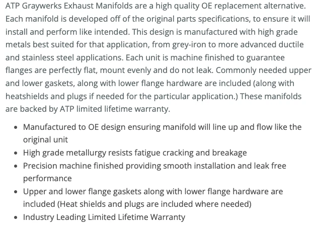 Coletor de escape ATP 101155 para 1995-1997 Chrysler Neon /Stratus 2.0 L4 - Imagem 3 de 3