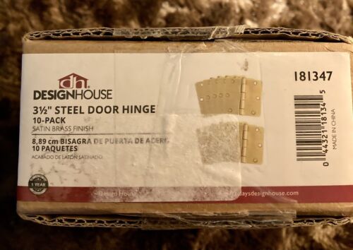 Bisagra de puerta de acero Design House 3,5"" paquete de 10 latón satinado - Imagen 1 de 2