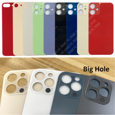 For iPhone 14 13 12 11 Pro Max XR Back Glass Replacement Big Cam Hole Rear Cover