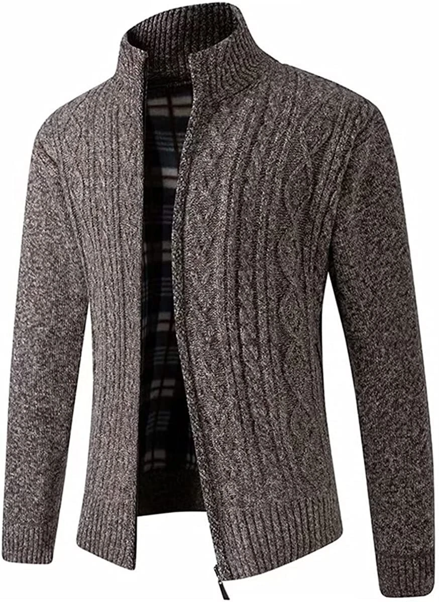 Msmsse Men s Cardigan Sweaters Full Zip Knitted Sweater for Men eBay
