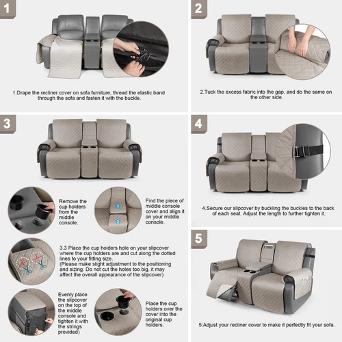 Modernes 2-Sitzer Liegesofa Schonbezug Wasserdicht Stuhlbezug Uni - Bild 49 von 73