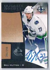 2015-16 ULTIMATE COLLECTION ROOKIES BEN HUTTON ROOKIE AUTO 205/299 VANCOUVER