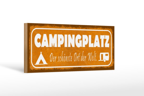 Holzschild Spruch 27X10 Cm Campingplatz Der SchöNste Ort Deko Schild Wooden Sign-image