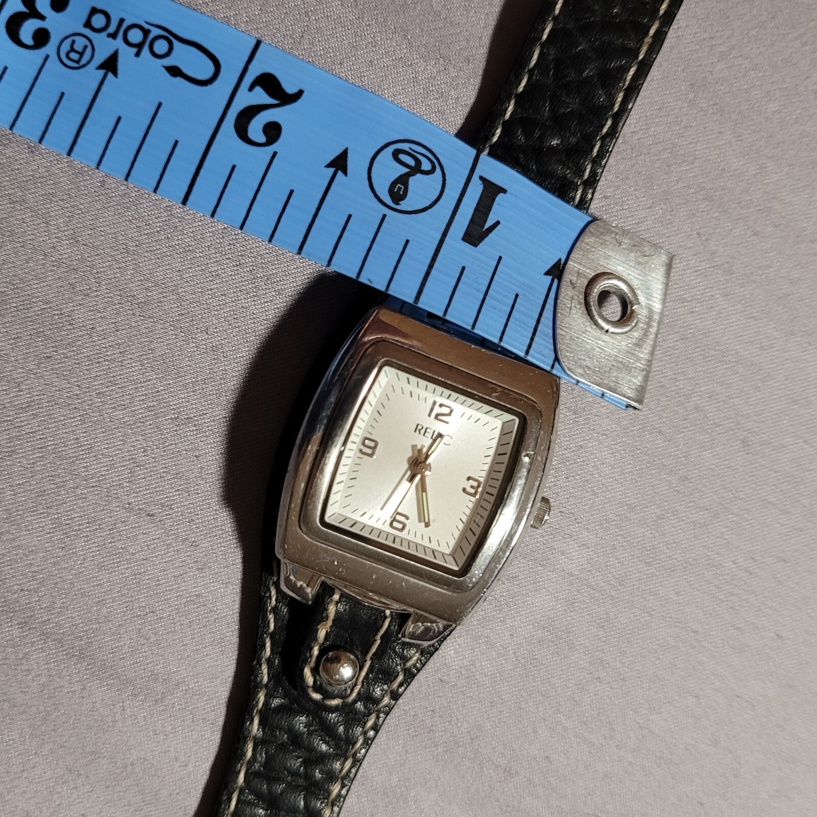 Relic Watch Leather Rectangular Face Silver Tone … - image 7