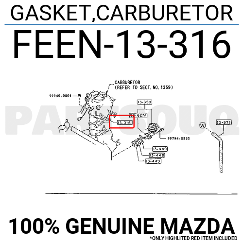 FEEN13316 Genuine Mazda GASKET,CARBURETOR FEEN-13-316 | eBay