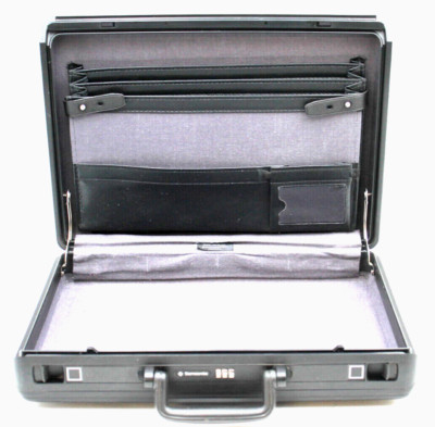 Sleek Rounded Black Samsonite Briefcase Hard Shell w/ Folders Combination Lock++