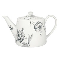 Greengate Teekanne Aslaug White Porzellan Weiß Geschirr Kanne Blumen Grau 1,3 L