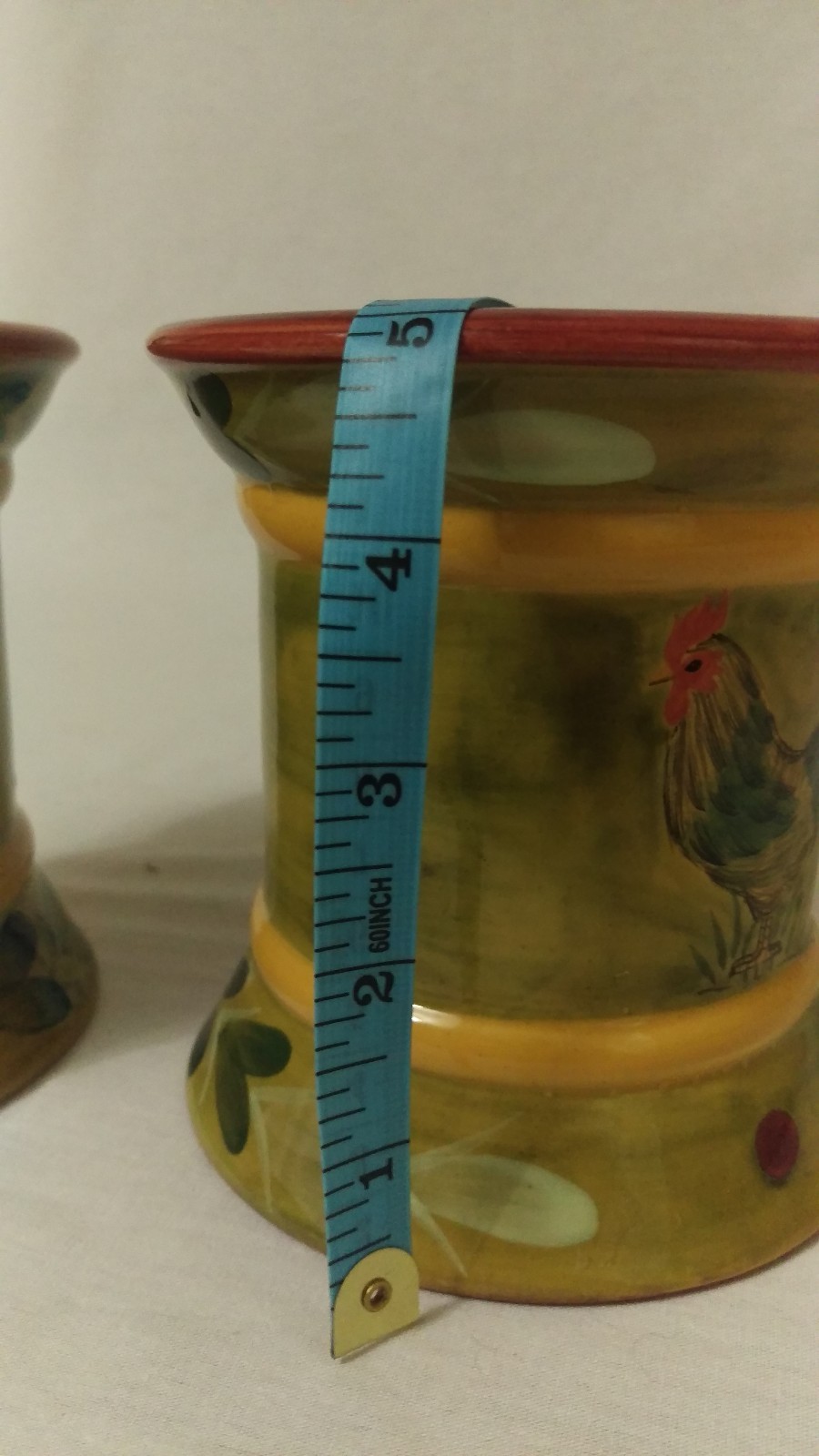 Nanette Vacher Chantileer Ceramic Pillar Candle Holder Roosters set of 2