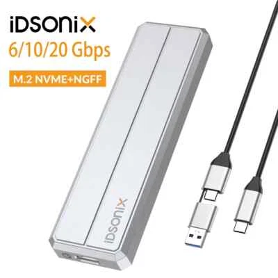 IDsonix M.2 NVME SATA NGFF SSD Gehäuse USB3.2 Gen2 6 10 20 Gbps Adapter for PC