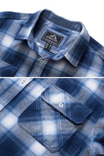 Camisa de franela a cuadros ligera informal de algodón manga larga primavera otoño para hombre - Imagen 6 de 73