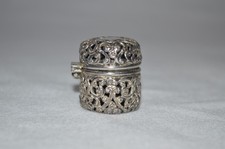 Antique 925 Sterling Silver Chatelaine Thimble Case Holder with Loop