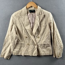 Lauren Ralph Lauren Blazer Women s Size 8P Beige 100 Linen Vintage Lined Jacket
