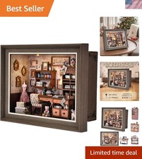 Book Nook Kit - 3D Wooden Puzzle with LED Switch Control Wall-Mountable Fra...