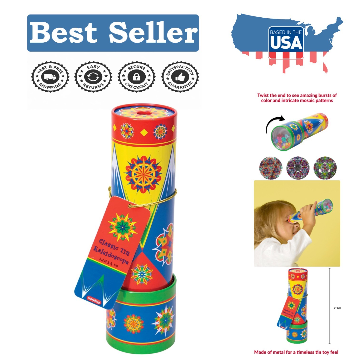 Classic Kaleidoscope - Manual Twist Kaleidoscope for Fun, All Ages