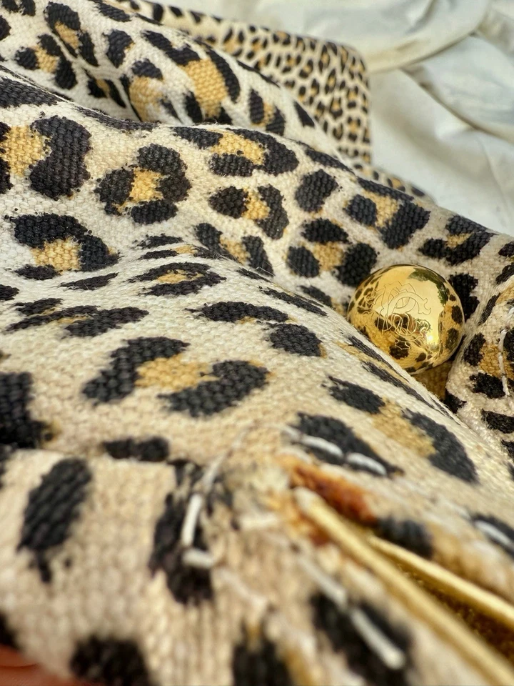 Roberto Cavalli | Y2K Leopard Animal Print Tote Bag Gold Metallic Designer Purse - Image 2 of 4