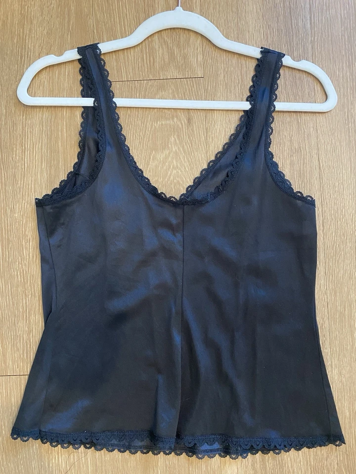 Camiseta sin mangas vintage Fruit of the Loom negra camisola mujer talla 34 Foto 3 de 4