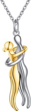 Flyow Hug Couple Necklace 925 Sterling Silver Hugging Necklace Anniversary