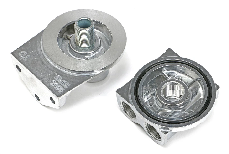 Transdapt 1613 Cast Aluminum Oil Filter Relocation Kit 90 Degree Bypass - Image 2 of 4