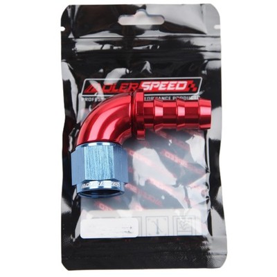 US -10AN Push-Lock One Piece Hose End 90 Degree Fuel Fitting Adapter Red/Blue