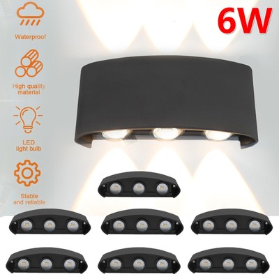 7x6W LED Wandlampe Wandleuchte Strahler Licht Up Down Innen Außen Wasserdicht