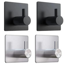 1/2/4PCS Self Adhesive Towel Hooks Stainless Steel Wall Door Coat Hooks Bathroom