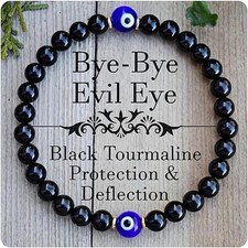 Black Tourmaline  Evil Eye Bracelet   Protection  Manifestation Jewelry for Me