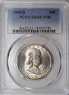 1948-D Franklin PCGS MS65+FBL, Only 67 pop and 424 higher, 1st year minted