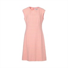 Chanel Coco Button 97C Wool & Nylon Sleeveless Dress 42 Ladies' White x pink P0